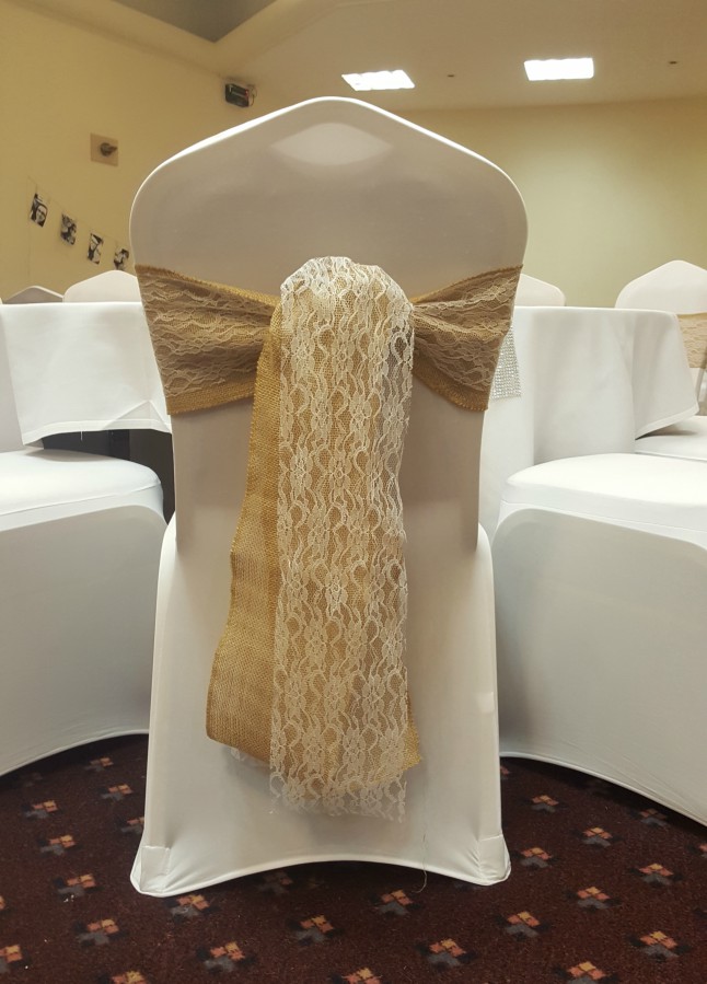hessian & lace chair sashes 