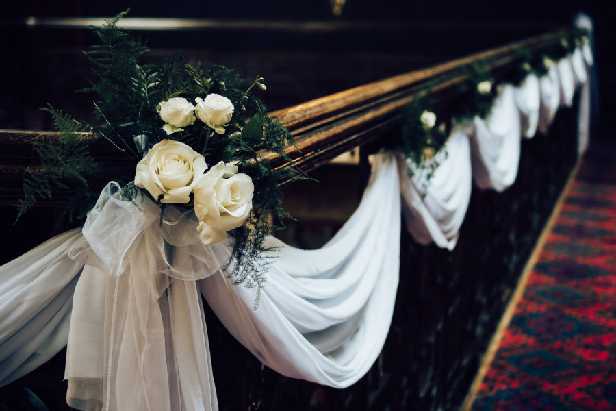 bannister decor with rose and foliage detail