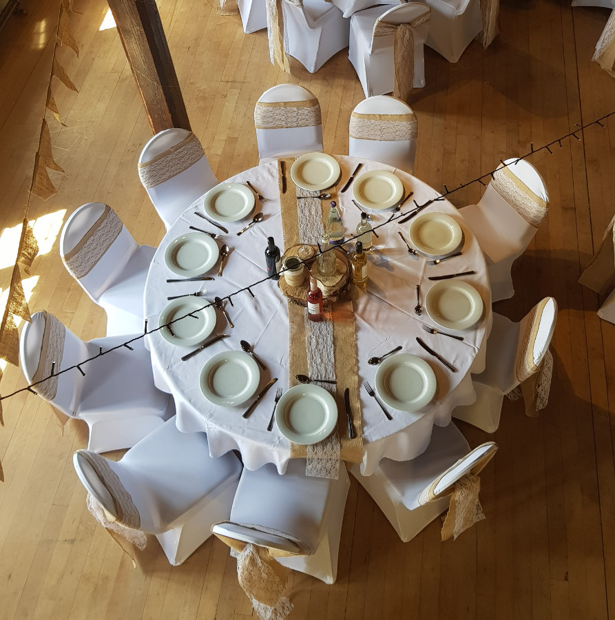 hessian and lace table and chairs