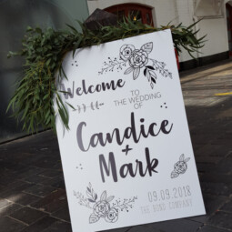 wedding welcome sign with personalised details