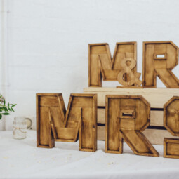 Rustic Mr & Mrs letters wedding prop hire Birmingham
