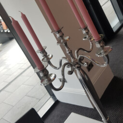 candelabra with pink candles