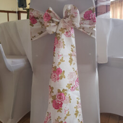 floral patterned chair sash