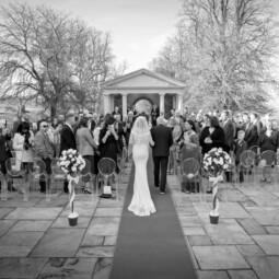 rose trees at outdoor ceremony